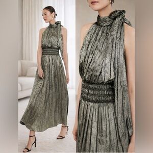 BCBGMaxAzria Metallic Black and Bronze Maxi Dress